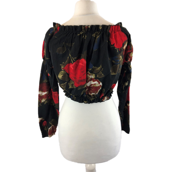 pre-loved black floral top (Back)