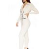 </P> House Of Maguie Cream Suedette Jumpsuit </P> Size 8 - Image 2