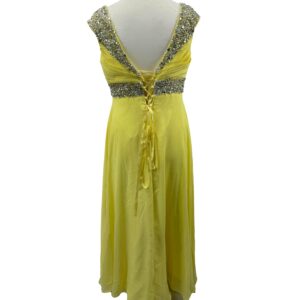 </P> Yellow Chiffon Prom Dress with Jewels and sequins </P>