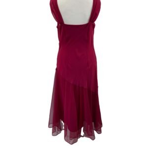 </P> Bright Burgandy Chiffon Dress David Emanuel </P> Size 10