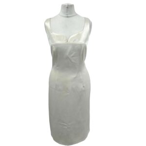 </P> Ivory Crepe/Satin Short wedding Dress Size 12 </P>