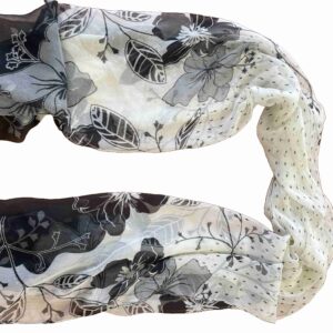 </p>Lovely Black and White Floral Sheer Scarf