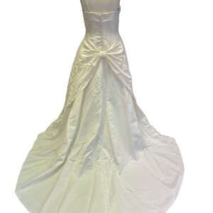 </P> Pronuptia Champagne Satin Wedding Dress Size 16 est </P>