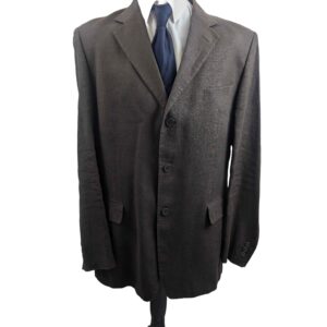 </P> Jeff Banks 100% Linen Brown Suit, Chest 44″R, Waist 36/38″ S</P>