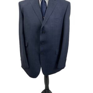 </P> M&S Navy Check Suit 100% Wool</P> Chest 44″