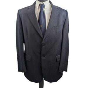 </P>Marks & Spencer Navy Pinstripe Suit </P>Chest 44″