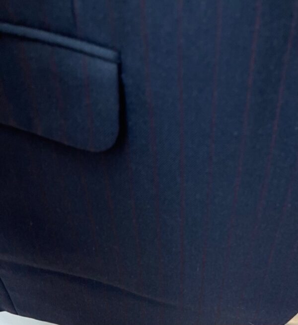 </P> Paname Blue and Red Pinstripe Suit </P> Chest 56" Waist 46" - Image 4