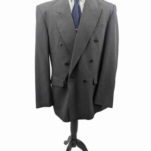 </P>Moorcroft Men’s Charcoal Pinstripe Double Breasted Suit </P> Chest 42″, Waist 34″