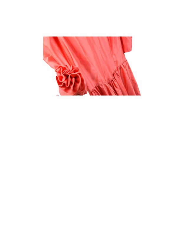 </P> Vintage 1980's Coral V neck Dress Size 8 </P> - Image 4
