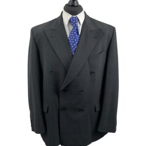 </P> Mens St Michael Double Breasted Charcoal Suit 42″ Chest Long </P>